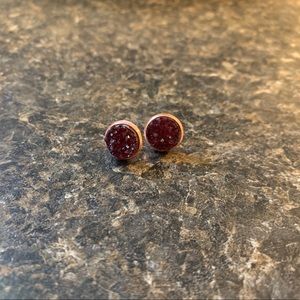 Deep Plum with Rose Gold Druzy Studs